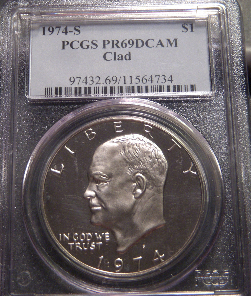 1974-S Eisenhower Dollar - PCGS PR69DCAM Clad