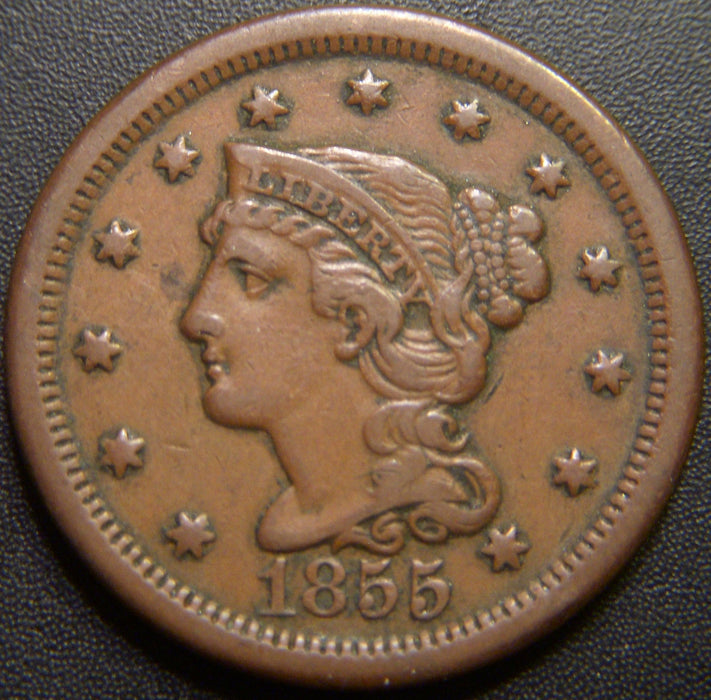 1855 Large Cent - Upright 5 Very Fine