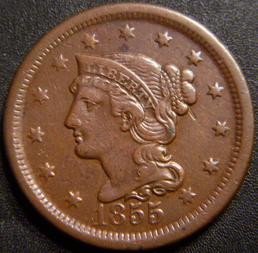 1855 Large Cent - Upright 5 Extra Fine