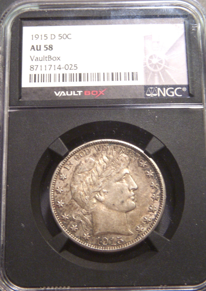 1915-D Barber Half Dollar - NGC AU58