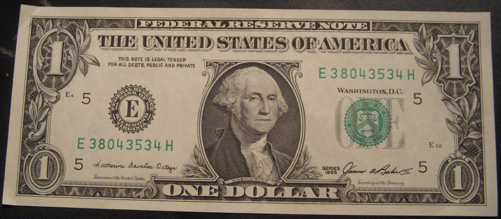 1985 (E) $1 Federal Reserve Note - FR# 1913E