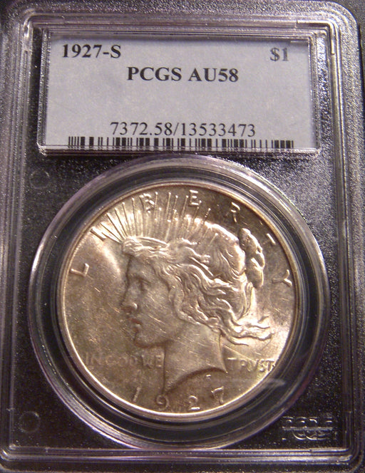 1927-S Peace Dollar - AU 58