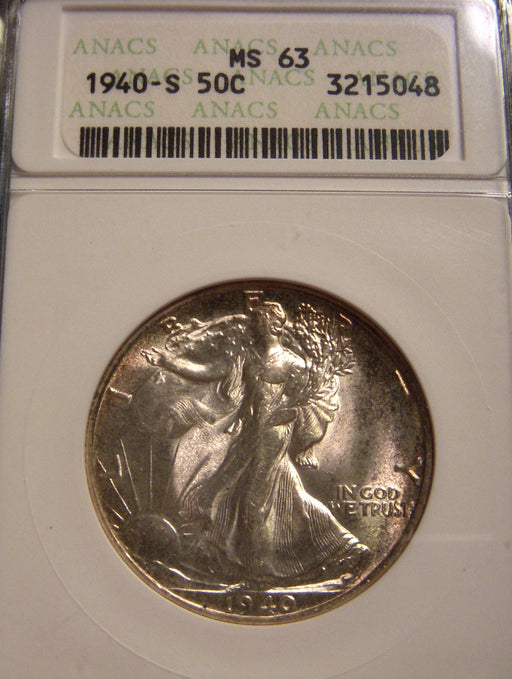 1940-S Walking Half Dollar - ANACS MS 63