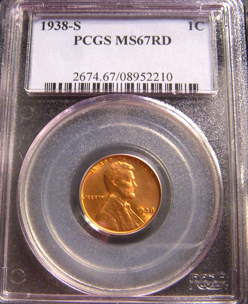 1938-S Lincoln Cent - PCGS MS67RD