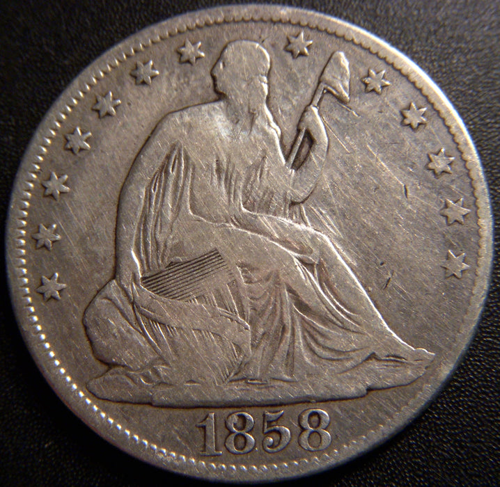 1858-O Seated Half Dollar - Very Good