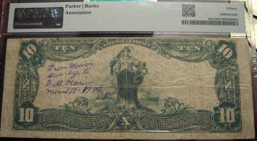 1902PB $10 National Bank Note - New Albany, IN Bank# 2166 PMG F15