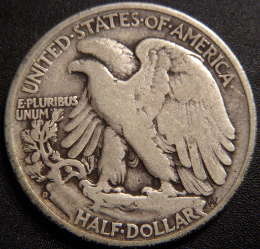 1938-D Walking Half Dollar - Very Good