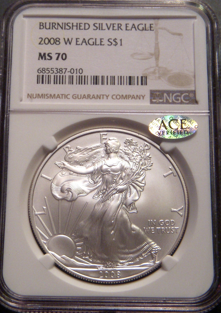 2008-W Silver Eagle - NGC Burnished Finish MS 70