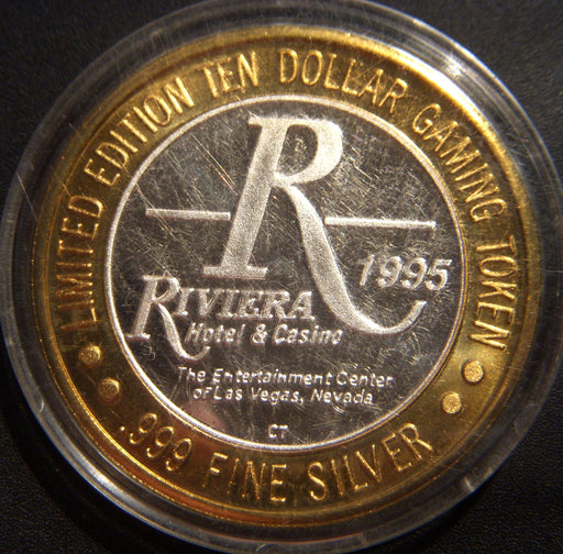 1995 $10 Silver Gaming La Cage Token - Riviera Las Vegas, NV