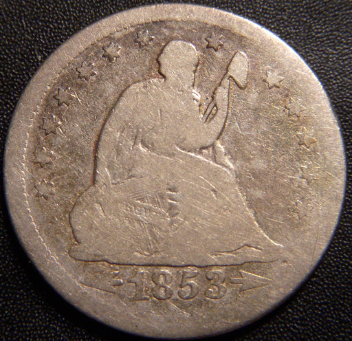 1853 Seated Quarter - Arrows Good