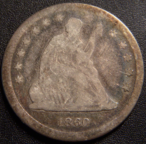 1860 Seated Quarter - Very Good