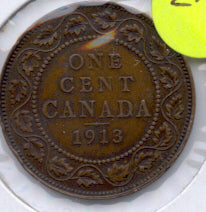 1913 Canadian Large Cent  VG/F