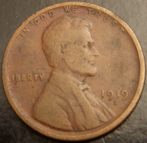 1919-S Lincoln Cent - Good/VG