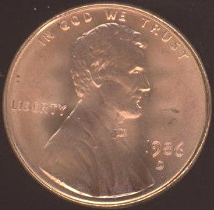 1986-D Lincoln Cent - Uncirculated