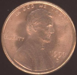 1990-D Lincoln Cent - Uncirculated