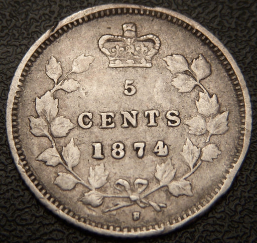 1874H Canadian Silver Five Cent - Crosslet 4