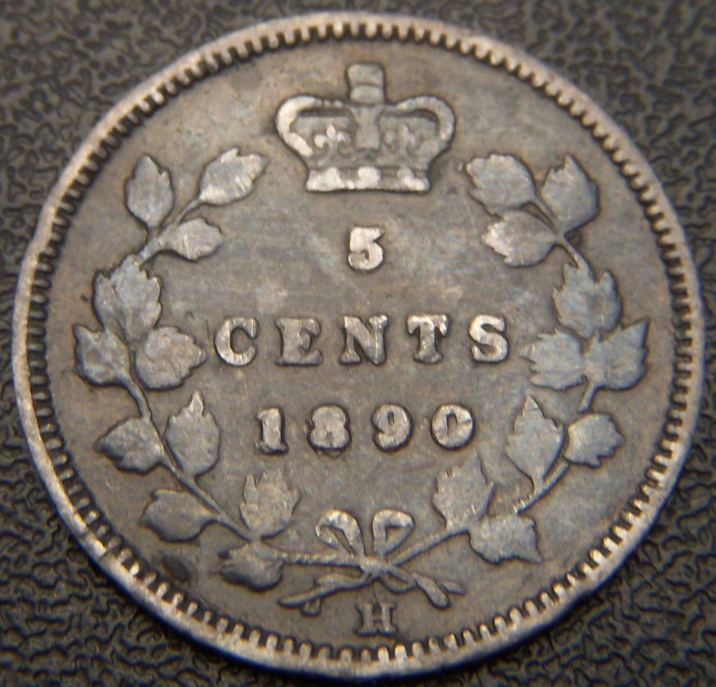 1890H Canadian Silver Five Cent - F