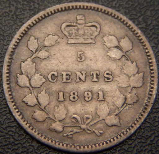 1891 Canadian Silver Five Cent - F