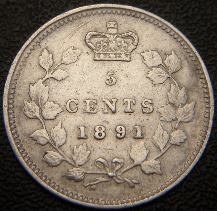 1891 Canadian Silver Five Cent - EF