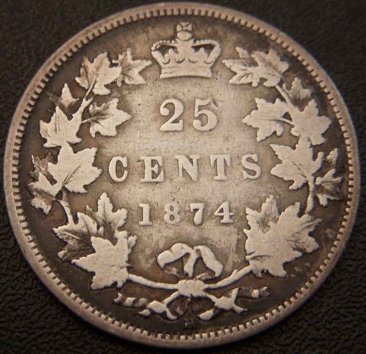 1874H Canadian Quarter - Fine