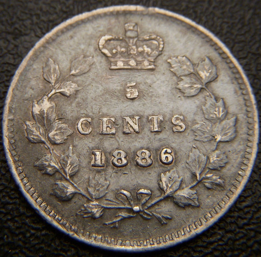1886 Canadian Silver Five Cent - Small 6 VF