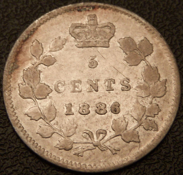 1886 Canadian Silver Five Cent - L6 Fine