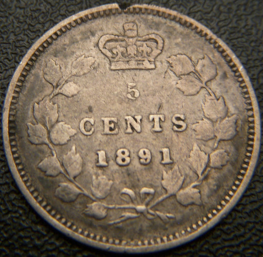 1891 Canadian Silver Five Cent - Fine