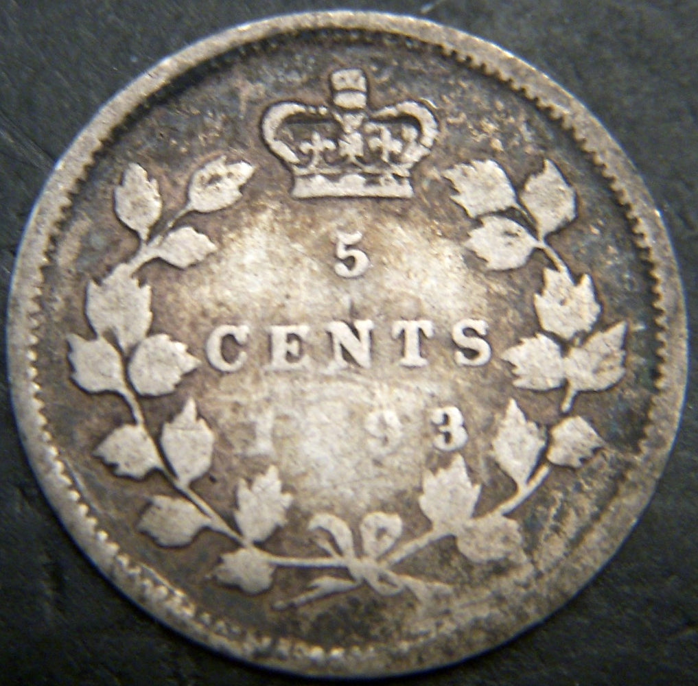1893 Canadian Silver Five Cent - VG