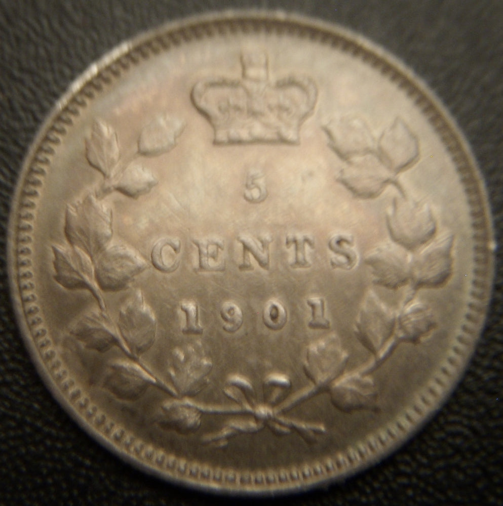 1901 Canadian Silver Five Cent - EF