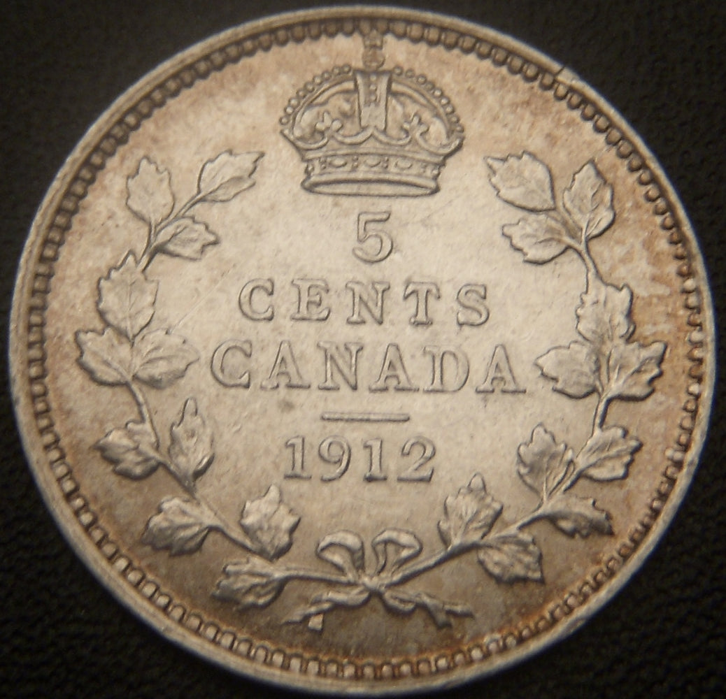 1912 Canadian Silver Five Cent - EF