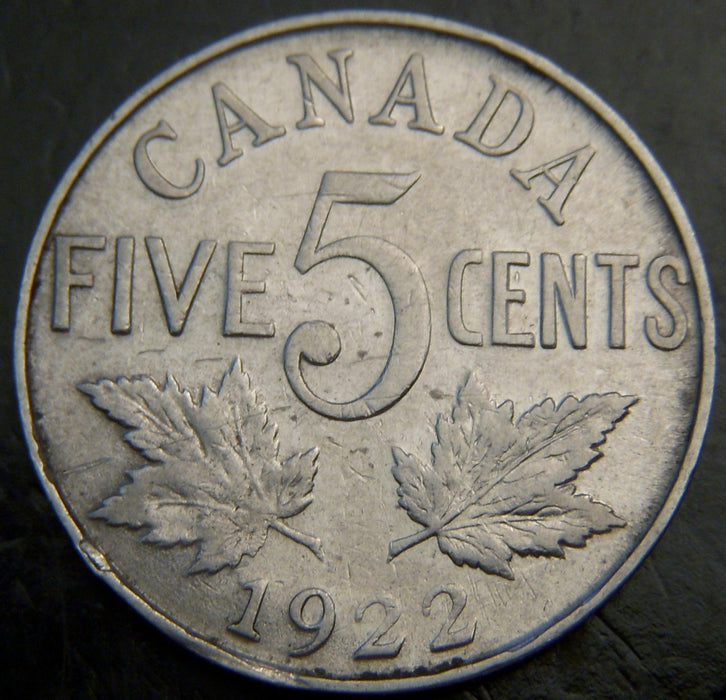 1922 Canadian Five Cent - VG/Fine
