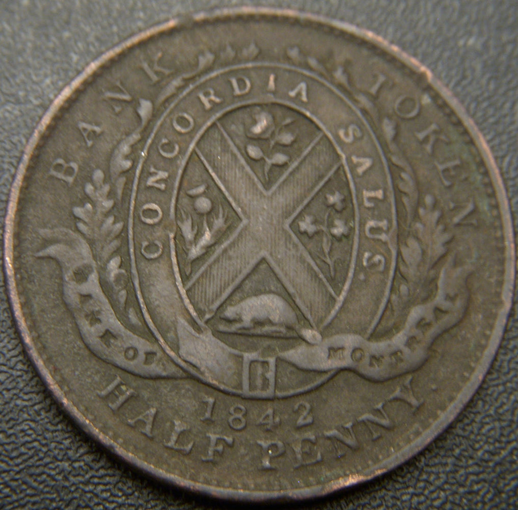 1842 Half Penny Montreal Token