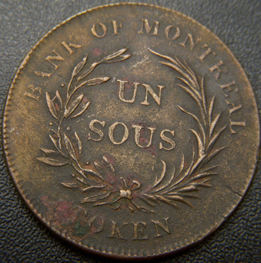 Lower Canada UnSou Montreal Bank Token 1835