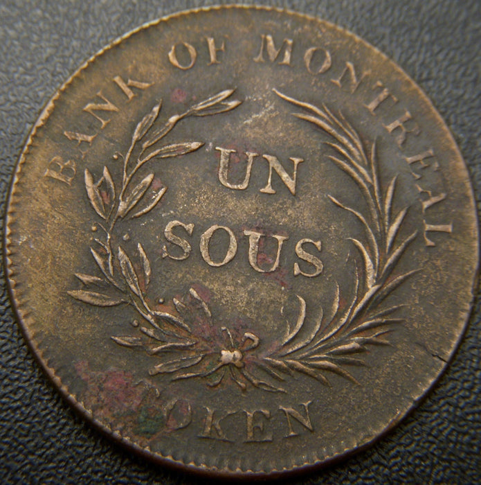 Lower Canada UnSou Montreal Bank Token 1835