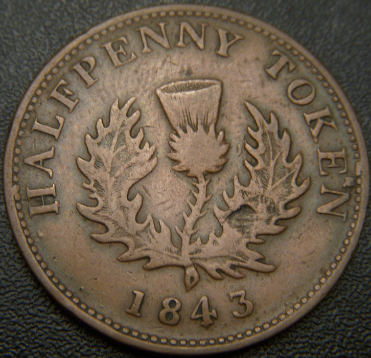 1843 Half Penny - Nova Scotia 9T 13B