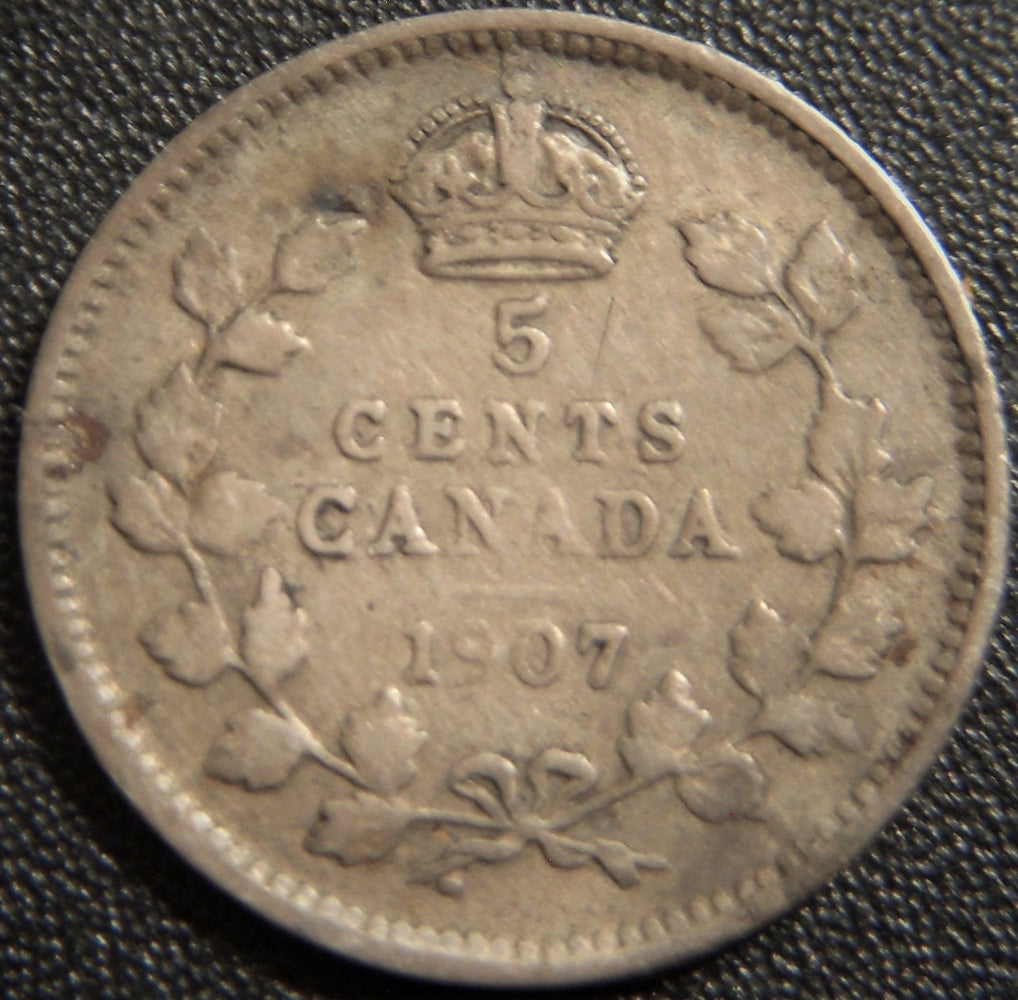 1907 Canadian Silver Five Cent - Very Good