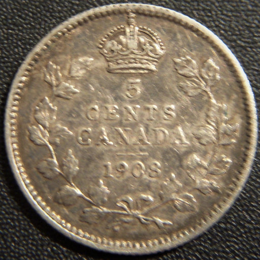 1908 Canadian Silver Five Cent - Extra Fine