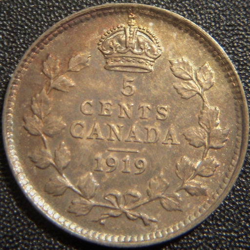1919 Canadian Silver Five Cent - Extra Fine