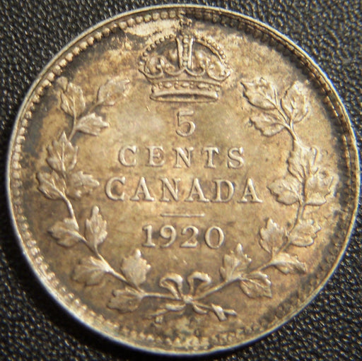 1920 Canadian Silver Five Cent - Extra Fine