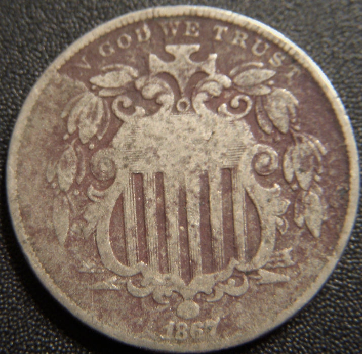 1867 Shield Nickel - With Rays Good