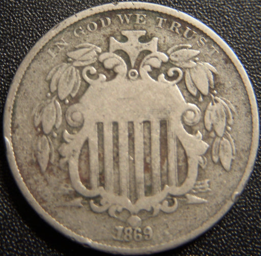 1869 Shield Nickel - Very Good