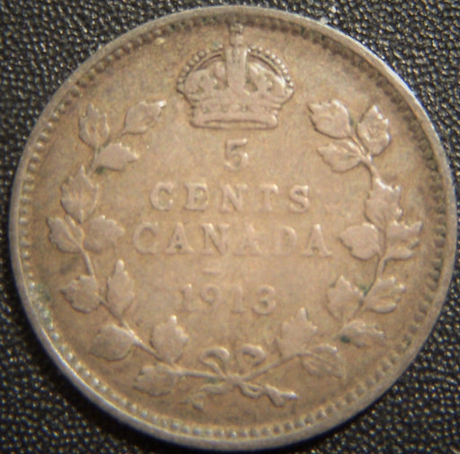 1913 Canadian Silver Five Cent - Fine