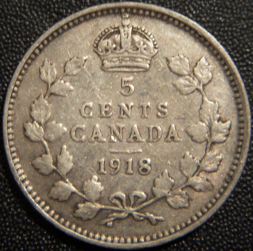1918 Canadian Silver Five Cent - Fine