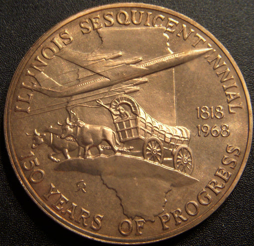 1968 Illinois Sesquicentennial Plane & Wagon Medal