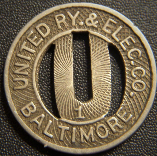 United RY & Elec. Co. Baltimore, MD One Fare Transit Token