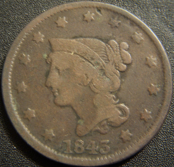 1843 Large Cent - Very Good