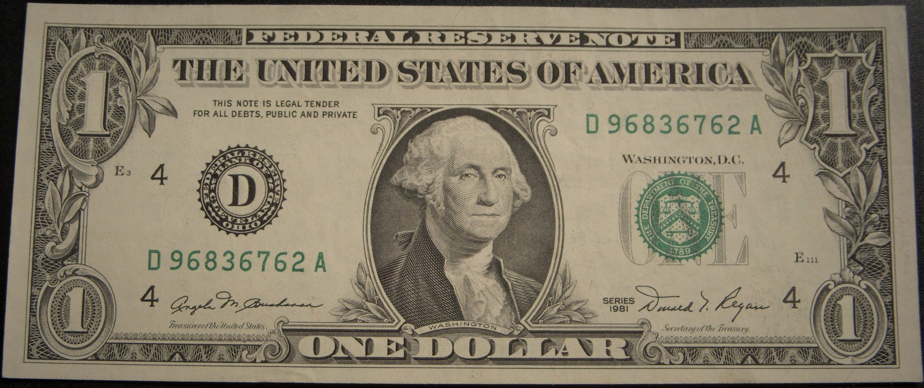 1981 (D) $1 Federal Reserve Note - FR#1911D