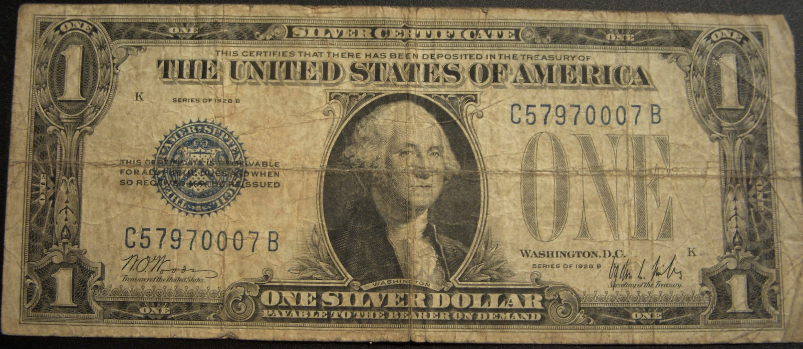 1928B $1 Silver Certificate Note - FR# 1602