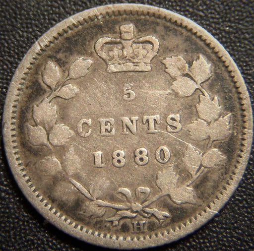 1880H Canadian Silver Five Cent - Very Good