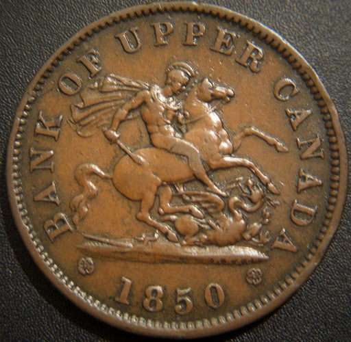 1850 One Penny - Bank Upper Canada Token